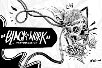 design custom unique blackwork tattoo professional design