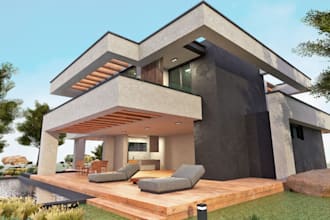 design 3d cozy house apartment, duplex, villa render, swimming pool, 4k render