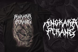 draw vintage rock or metal t shirt logo for your brand