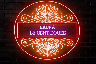 design neon sign, neon logo or text with acrylic effect
