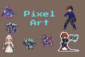 create pixel art, sprite sheet, pixel background, pixel character animation