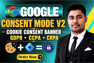 setup cookie consent v2, enable google consent mode v2, gdpr, ccpa via gtm