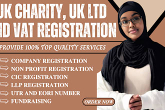 register UK charity UK ltd, vat, cic, llp, get utr and eori number