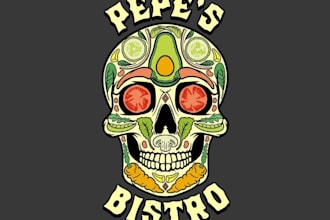 make professional hand drawn  skull halloween logo in 1 day