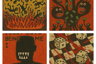 create unique abstract cartoony album cover art
