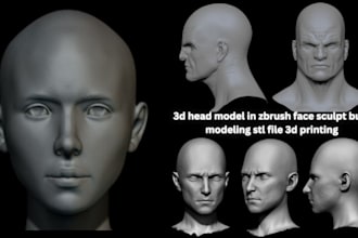 realistic 3d head model in zbrush face sculpt bust modeling stl file 3d printing