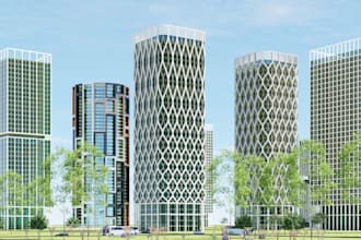 create architecture parametric 3d model design, exterior,grasshopper, skyscraper