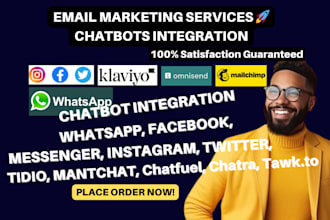 connect whatsapp, instagram, facebook, messenger chatbot with mailchimp klaviyo