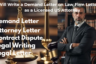 write a demand letter on law firm  etterhead as licensed US attorney