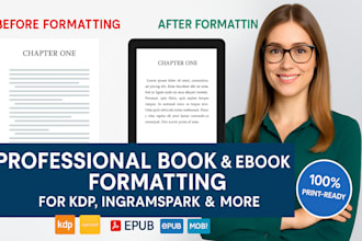 format your book or ebook for amazon KDP, ingramspark and other platforms