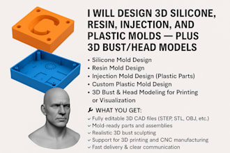 do 3d silicone mold resin injection mold design plastic mold 3d bust head model