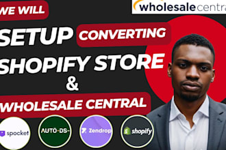 build setup shopify wholesale central dropshipping store product upload website