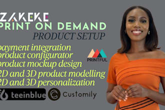 set up zakeke, customily, teeinblue, kickflip 2d 3d product pod personali