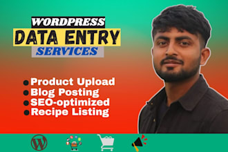 do wordpress data entry, woocommerce product upload