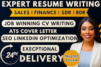deliver ats sales resume, finance, sdr, bdr CV, and job winning cover letter