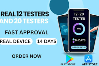 provide 20 testers 12 testers android app closed testing for goggle play store
