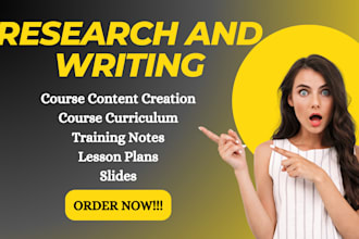 write on course content, course curriculum, training notes, and lesson plans