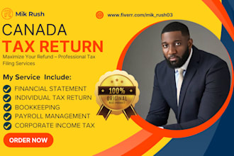file your canada tax returns t1, t2, gst, and US taxes
