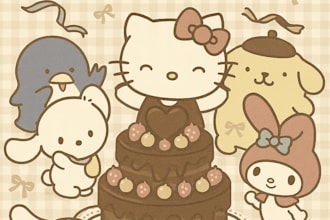make custom cute birthday card design sanrio, y2k, pastel