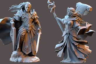 paint miniature dnd warhammer tabletop lowpoly action figure for 3d printing