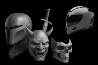 sculpt printable cosplay masks 3d head 3d helmet wearable weapon for 3d printing