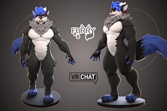 edit, create 3d vtuber model vrchat furry nsfw vrm vtube for vseeface, animaze