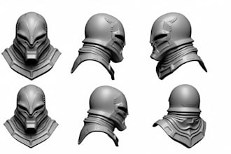 sculpt 3d helmet, printable 3d cosplay model, custom 3d mask stl for 3d printing