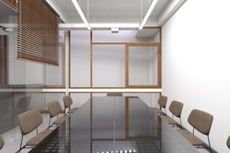 do office interior design, commercial space, coworking, in 3d and render