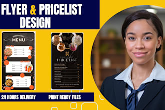 design sales flyer, price list, sell sheet, menu for your business in 24hrs