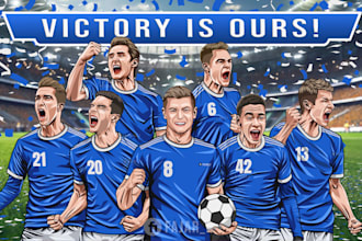 draw sports cartoon vector illustration of your team