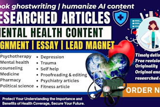 write psychotherapy ebook, disorder articles, mental health report, ebook writer