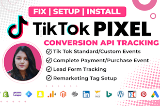 tiktok pixel, meta pixel conversion api setup, ga4, gtm