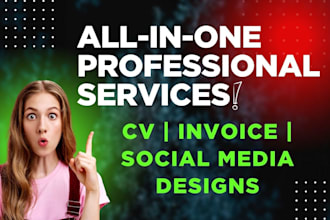 craft professional cv, invoice, cover letter and social media design
