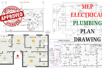 do commercial and residential plumbing hvac mep drawing and electrical drawing