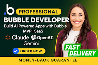 develop mvp websites and apps using bubble io, adalo, glide, and ai apis