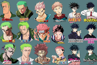 draw you in custom anime art style like jujutus kaisen, naruto, one piece bleach