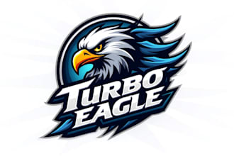 make eye catching turbo eagle mascot logo design in my style