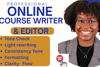professionally edit and proofread your online course content, training manual