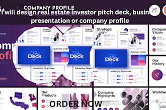 design real estate investor pitch deck, business presentation or company profile