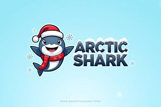 design an awesome arctic shark mascot logo with express delivery