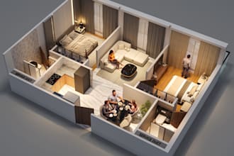 design realistic 3d floor plans and isometric cutaway views