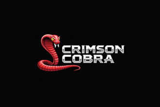 design outstanding red viper snack mascot logo  with express delivery
