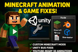 minecraft animation unity fix game mod 3d minecraft animation for youtube video