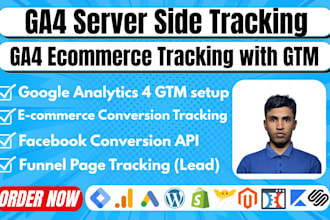 setup server side tracking and ecommerce tracking with ga4, GTM