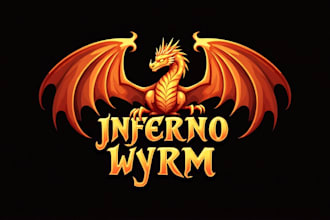 make a high quality inferno wyrm dragon mascot logo in express delivery