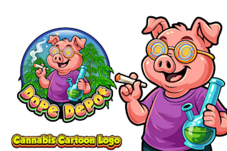 design custom cannabis cartoon mascot logo for your brand