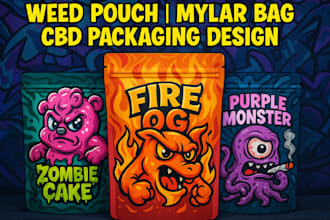 design weed pouch, mylar bags, cannabis packaging, cbd product labels