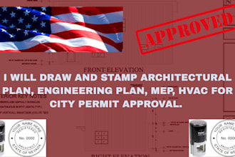 draw and stamp architectural plan, engineering plan, mep, hvac for city permit