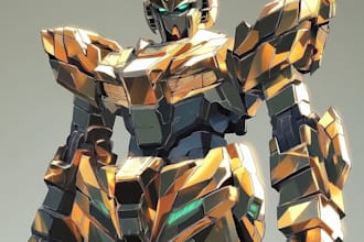 draw gundam mecha robot and friendship portrait