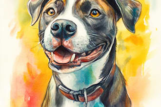 custom pet portrait, digital art, watercolor, pet memorials